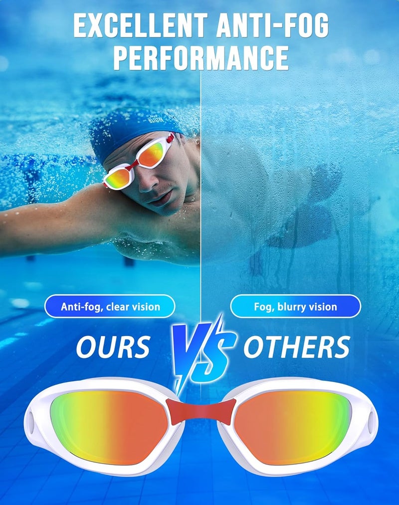 Vegemono Swim Goggles, Unisex Adult Swimming Goggles Anti Fog Anti UV No Leakage Wide View for Men Women Youth - Image 3